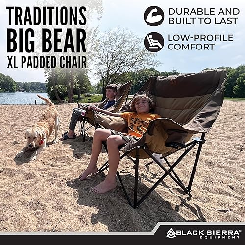 Miniatura 9 de Black Sierra Equipment Silla plegable de felpa para deportes y exteriores, cojín de asiento de gran tamaño que soporta 400 libras, silla de