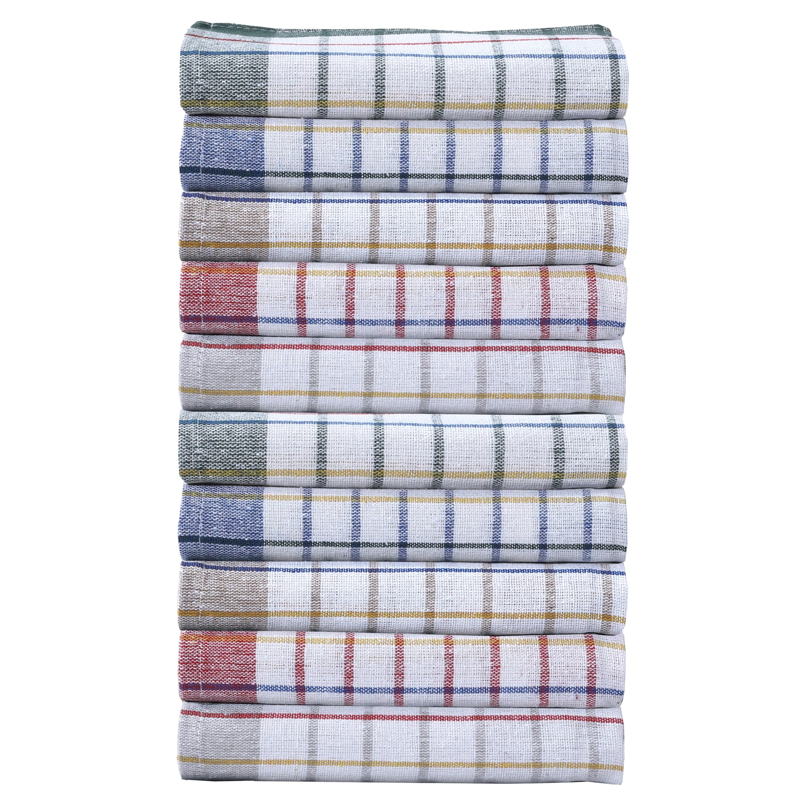 Olivia Rocco Pack of 10 Wonderdry Tea Towels Kitchen 100% Cotton Super Absorbent Quick Drying Dish Bar Cloth Set Reusable Cleaning Towel, Assorted