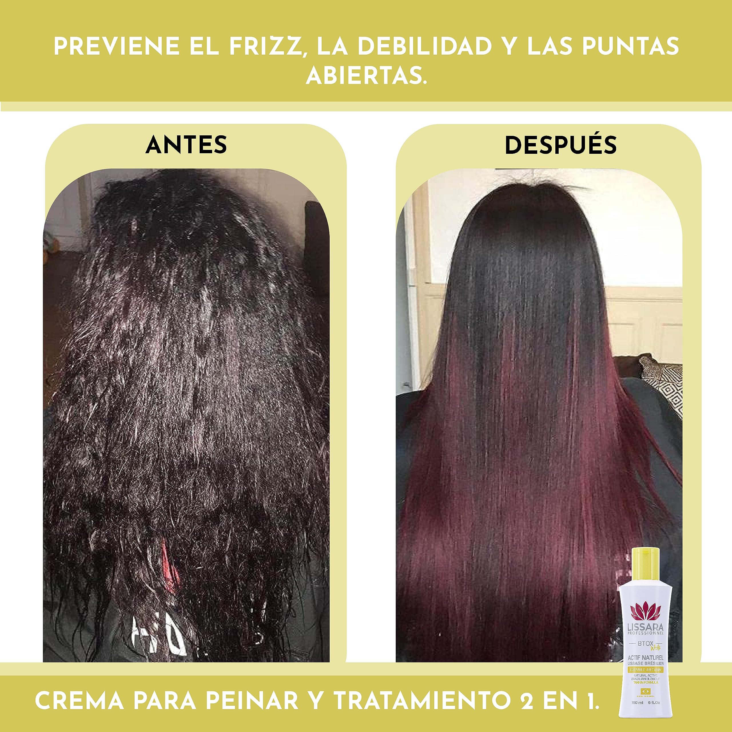 Tanin suavizante Lissara - Taninoplastia - White NATURAL ACTIVE - Sin formol - Tratamiento rejuvenecedor profundo en el hogar Sin humo Inodoro - Hecho en Brasil - 150ml