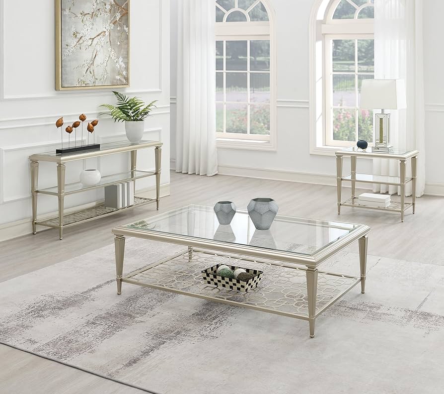 Amazon.com: Acme Zaba Metal and Tempered Glass Rectangular