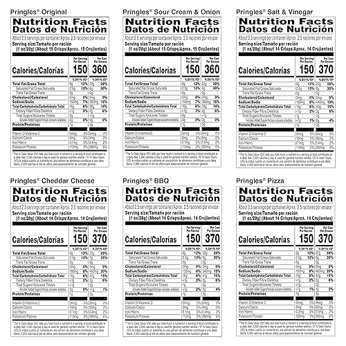 Vista 2 de Pringles Papas fritas de patata, aperitivos para el almuerzo, paquete variado (16 latas)