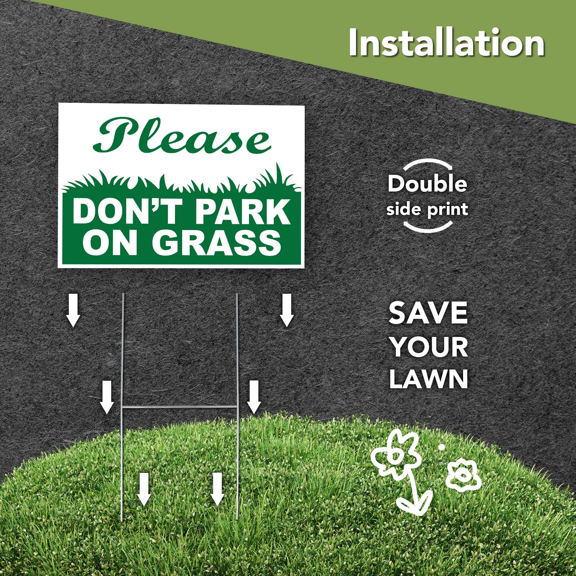 "Nicht Auf Dem Rasen Parken"-Schild – Mit Erdspießen Für Garten & Hof