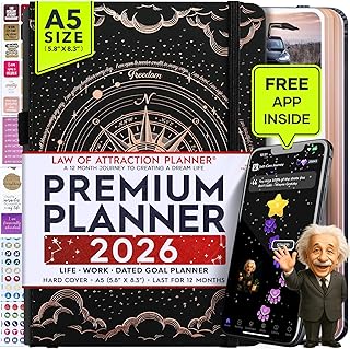 Law of Attraction Planner 2026 with Panduo App - Weekly & Monthly Goal Setting Planner to Increase Productivity | Life & Gratitude Journal, Include Foldable Vision Board, Gift Box & Stickers