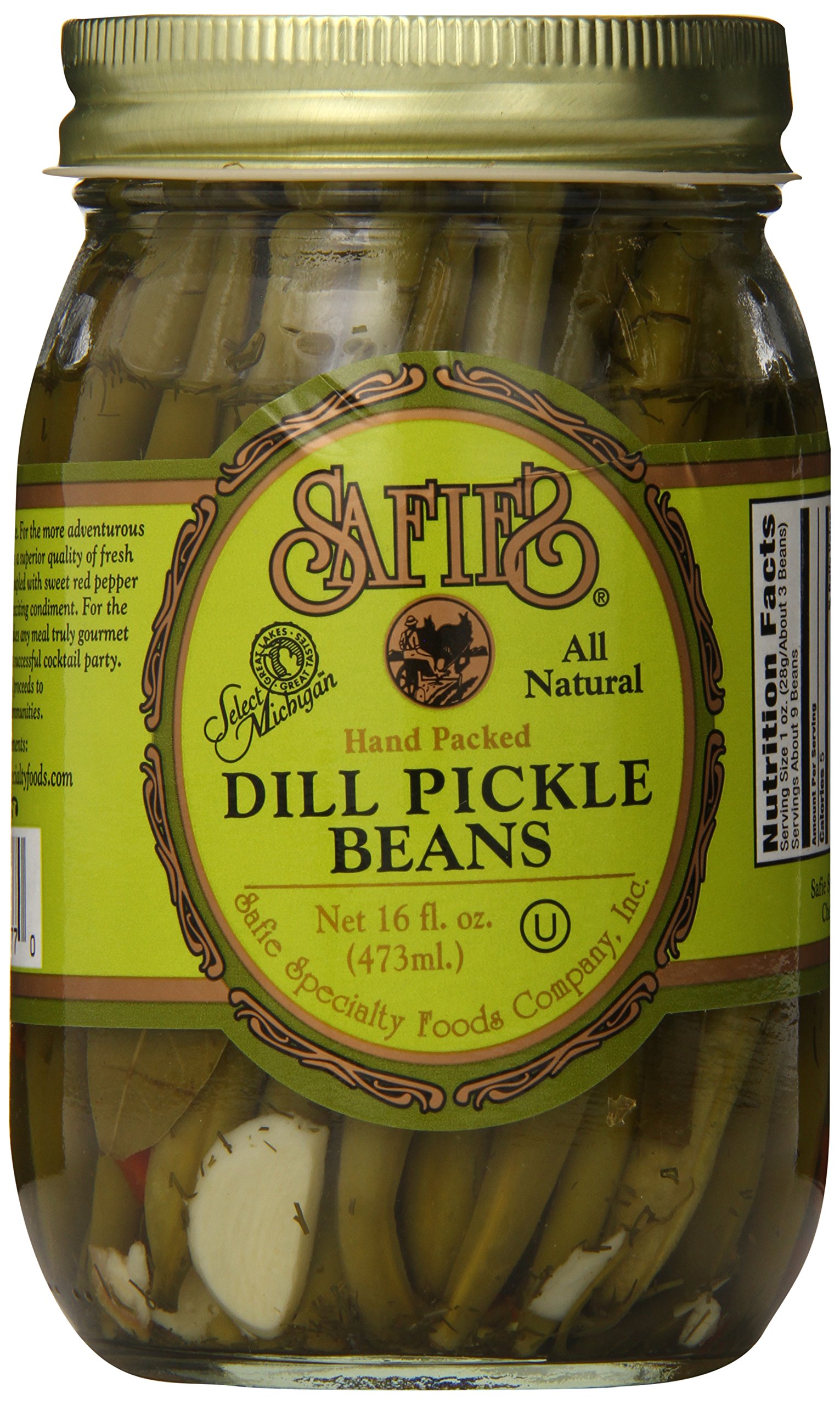 Safie Specialty Foods Company Beans, Dill Pickled, 16-Ounce (Pack of 3)