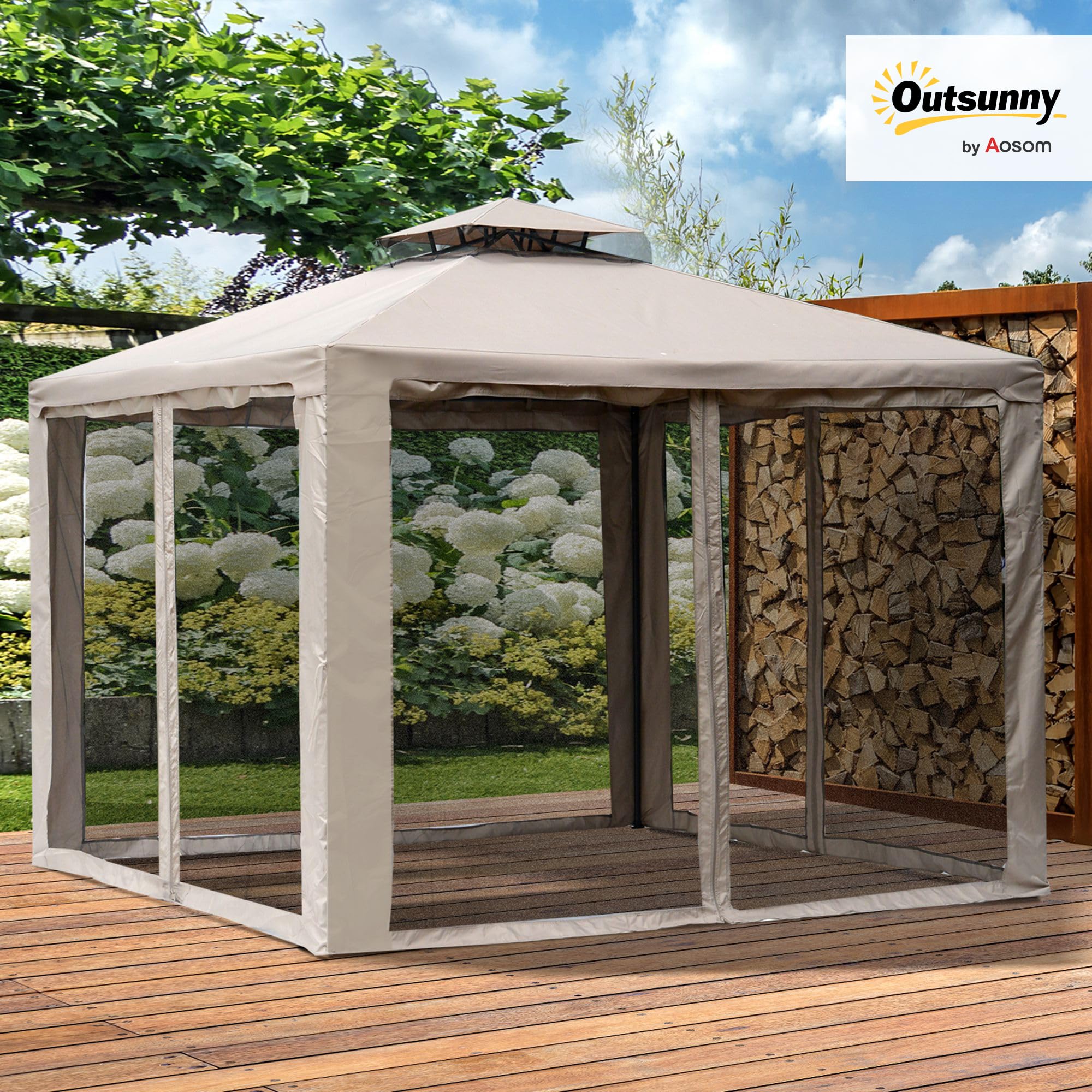 Outsunny Luxe Tuinpaviljoen Paviljoen Tuintent Partytent Aluminium Polycarbonaat 42x36m 84c 042