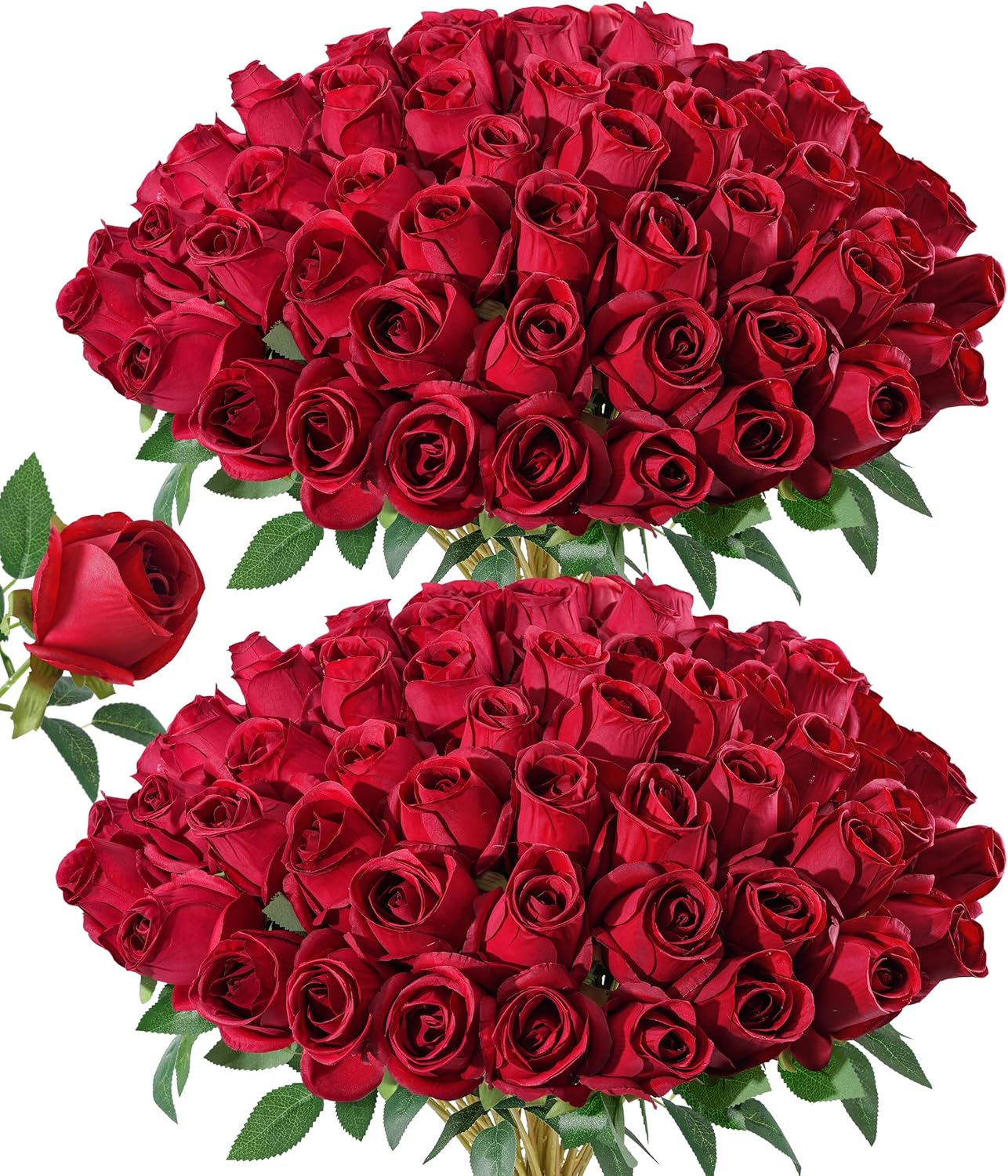 DREAMLOOM 50pcs Roses Artificial Flowers, Fake Roses Realistic with Long Stems Real Touch Silk Flowers Bouquet for Valentine's Day Wedding Anniversary DIY Floral Arrangement Gifts, Blush