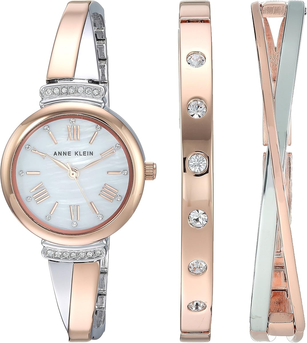 Anne Klein Women's Premium Crystal Accented Bangle Watch Set, AK/2245