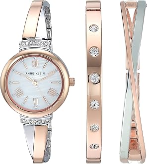 Anne Klein Women's Premium Crystal Accented Bangle Watch Set, AK/2245RTST