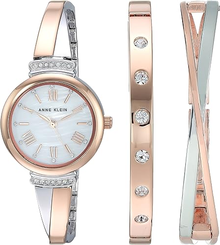 Anne Klein AK2245 - Juego de relojes de pulsera acentuados con cristal de alta calidad para mujer AK2245