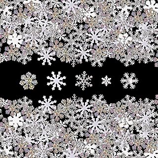 qoupln 500 Pieces Christmas Snowflake Confetti 5 Shapes Shimmer Iridescent White Silver Snowflakes Sequins Christmas Table...