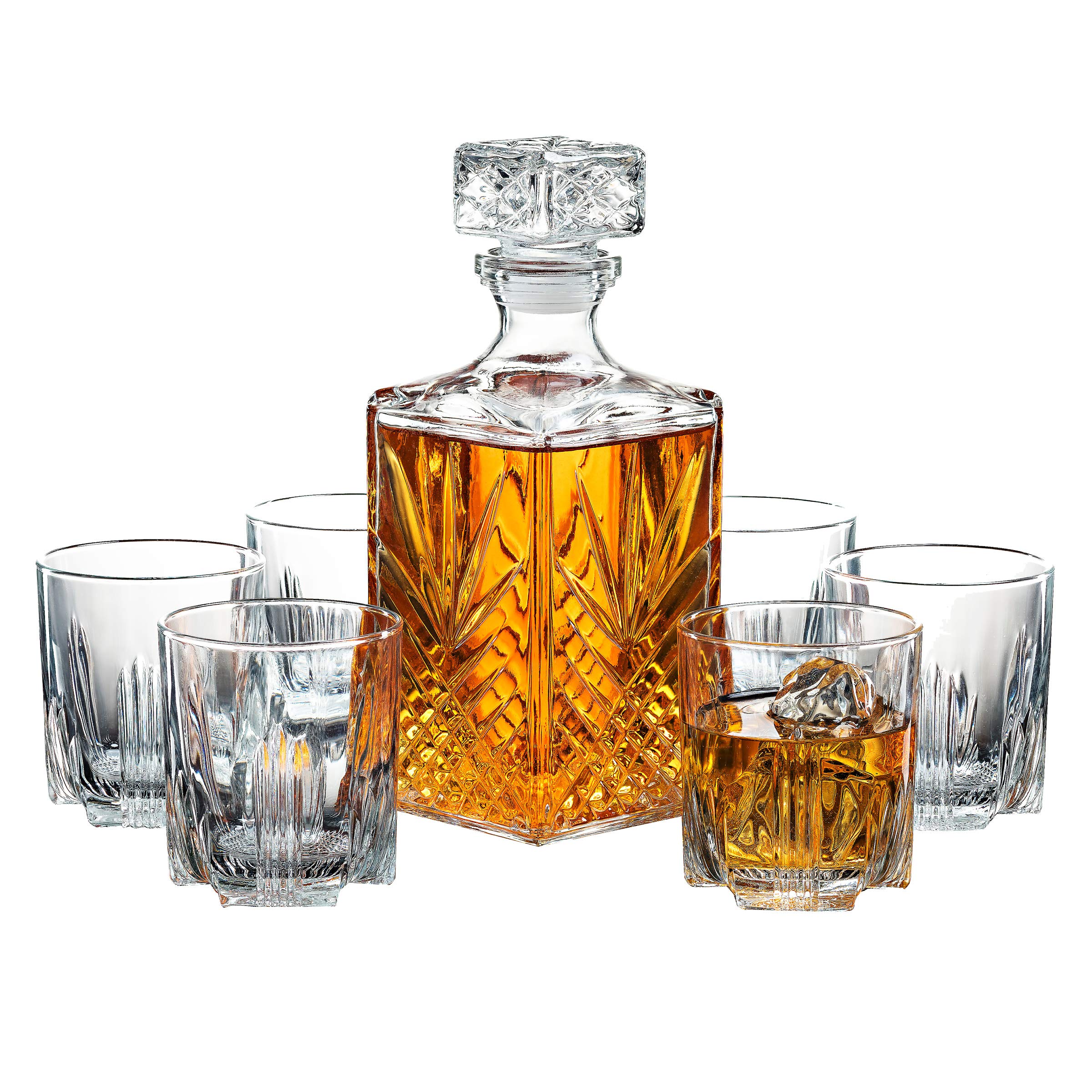 Paksh Novelty Whisky Decanter & Glass Set (7 Piece) Italian Crafted