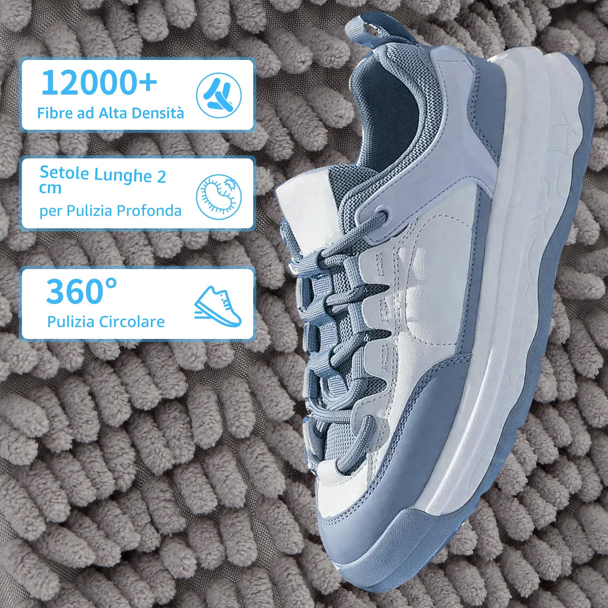 2 Pezzi Sacchetti per Lavare Scarpe in Lavatrice, Sacchetti Riutilizzabili con Cerniera, Protezione da Deformazione e Cavi, Pulizia Completa a 360° per Sneakers e Scarpe Sportive (Grigio)