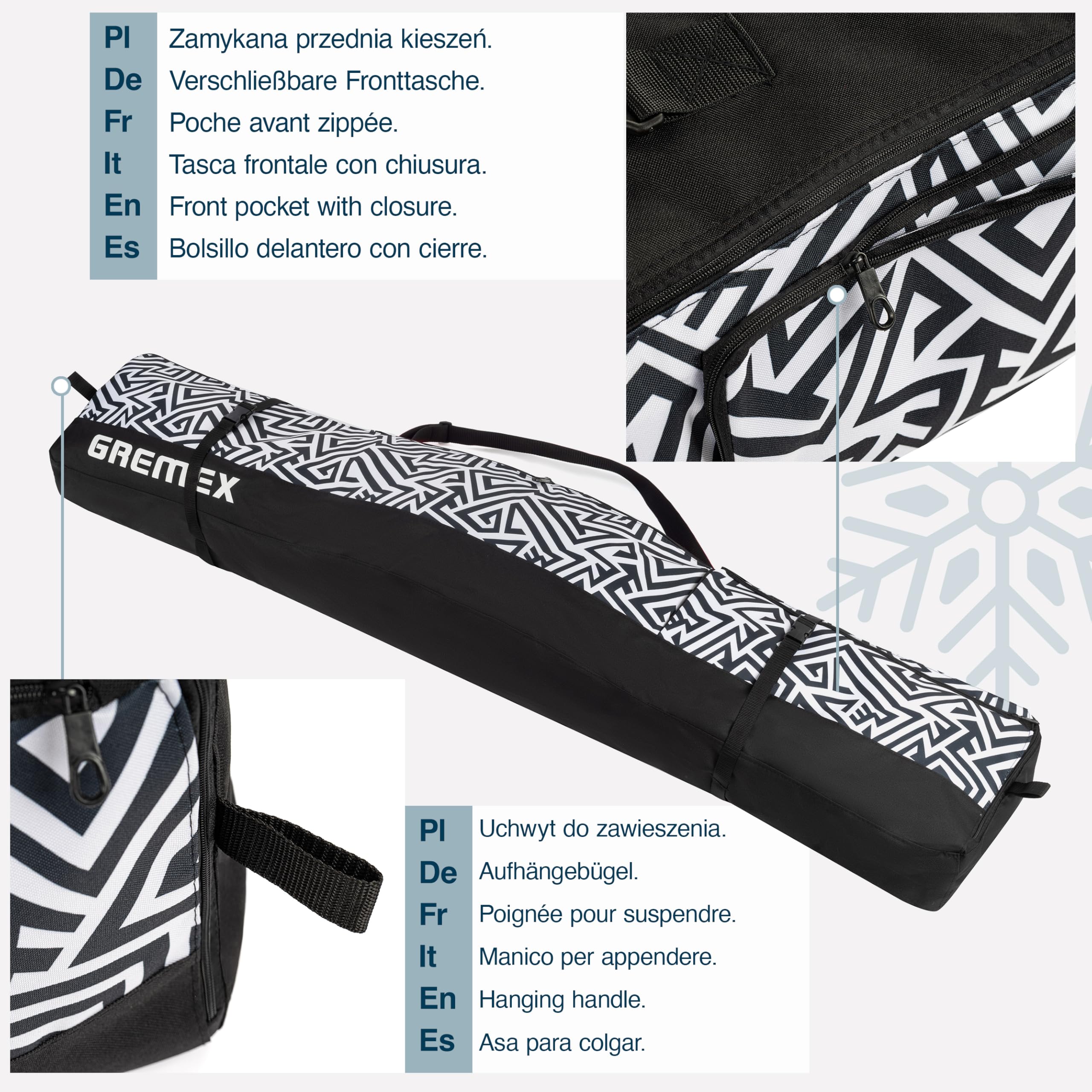Bolsa para Snowboard 170 cm Impermeable Protectora Resistente Ligera