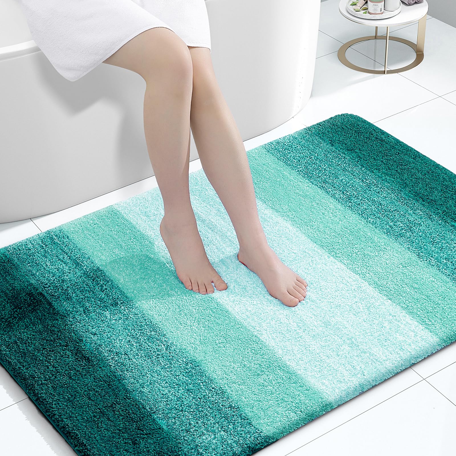 OLANLY Large Bathroom Rugs 44x32, Extra Soft Absorbent Microfiber Bath Rugs | Blackish Green, Non-Slip Quick-Drying Rubber Backing, Washable Bath Mat for Floor, Tub and Shower, Home Decor Accessories