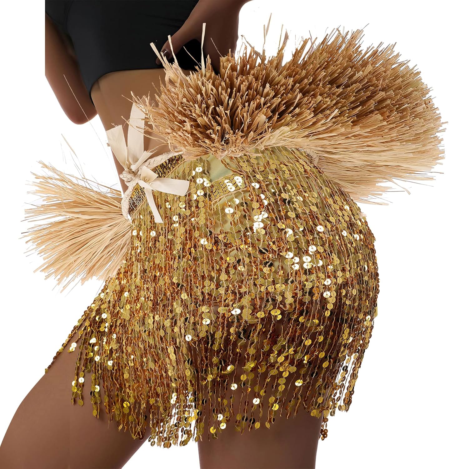 Hawaiian Hula Grass Skirt Party Dress Luau Raffia Dancer Skirt Tahitian & Cook Islands Hip HEI Women Costume