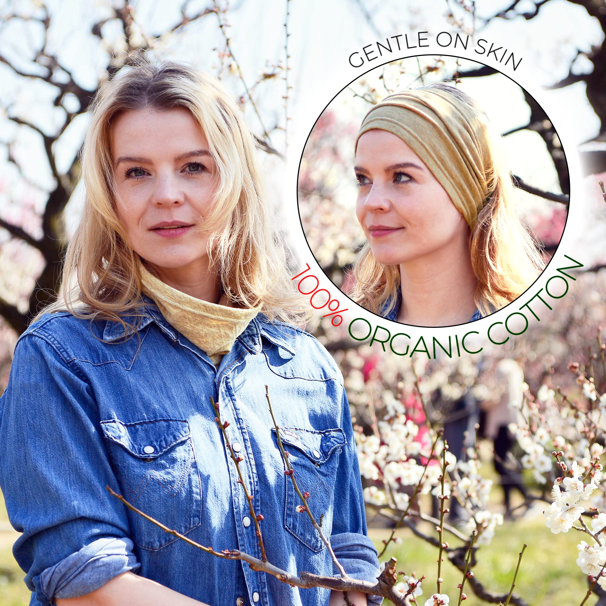 100% Organic Cotton Neck Gaiter - All Season Mens Womens Wide 2 in 1 Headband Loop Infinity Scarf Dark Gray