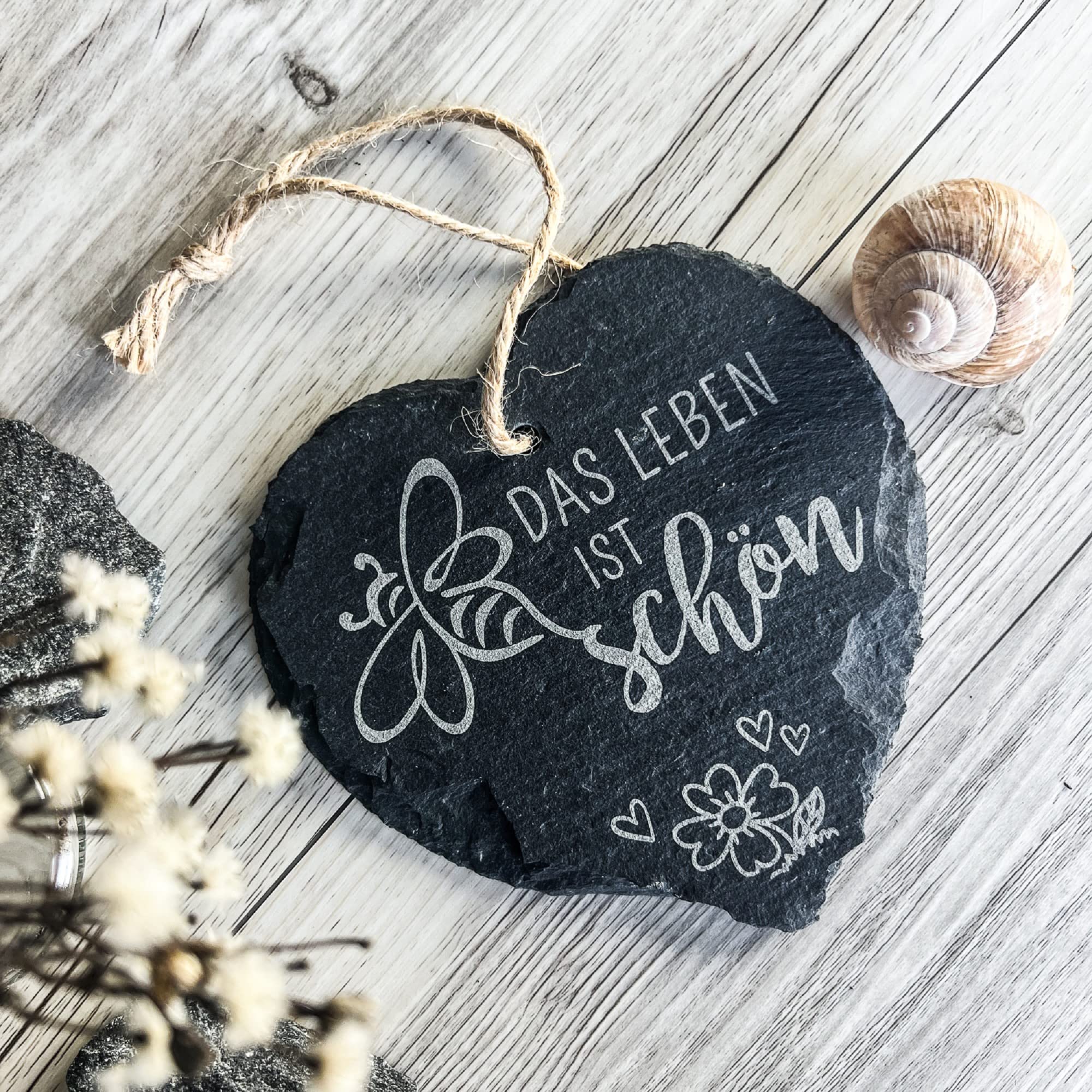 Decorazione personalizzata del cuore in ardesia / cuore calligrafico dipinto a mano - Italia