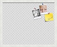 Vista 239 de PinPix Tablero de anuncios de corcho de 12 x 12 pulgadas. Este tablero decorativo enmarcado viene con diseño de círculos B W y un marco blanco