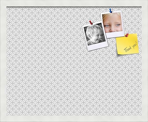 Miniatura 239 de PinPix Tablero de anuncios de corcho de 12 x 12 pulgadas. Este tablero decorativo enmarcado viene con diseño de círculos B W y un marco blanco