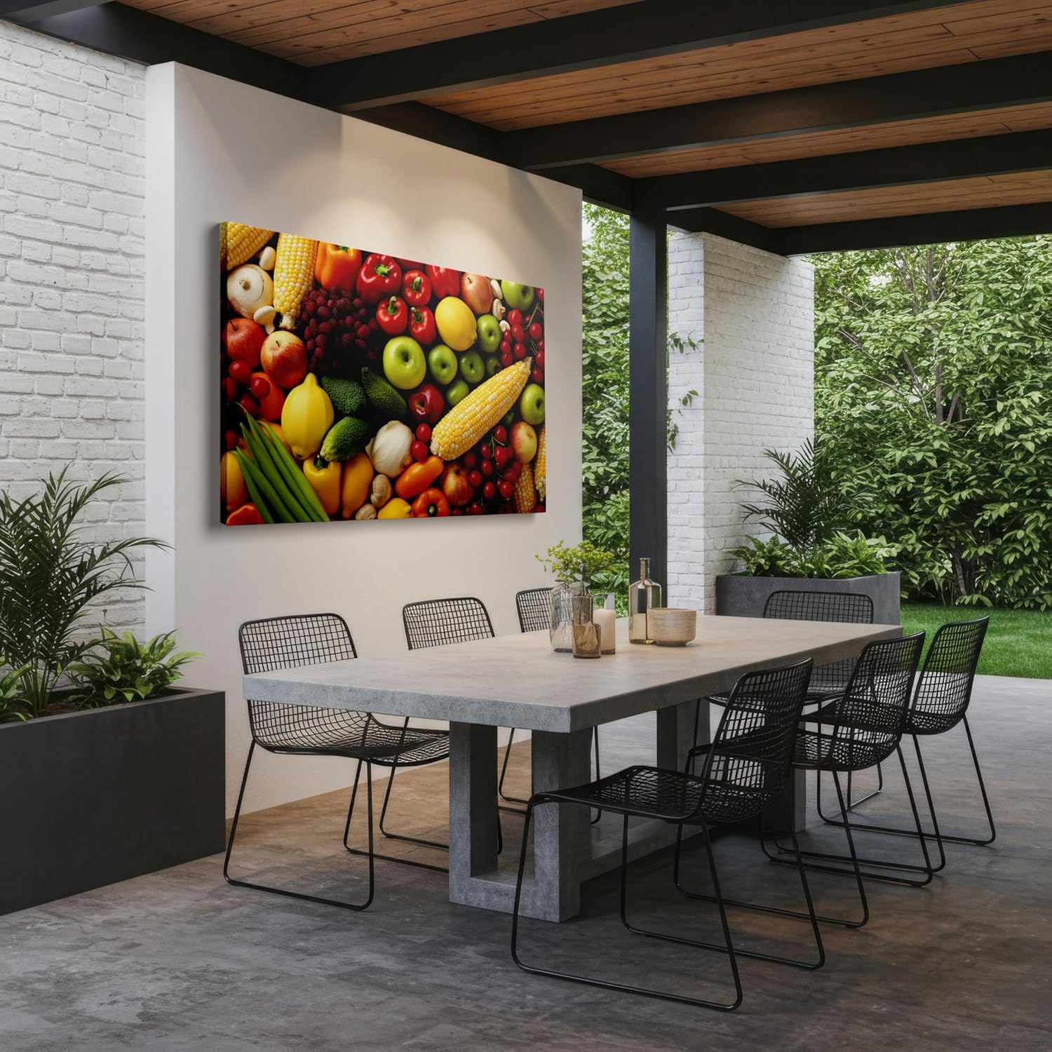 A Vibrant Tribute To Nature's Bounty With Luminous Apples, Glistening Corn, And Crisp Peppers Large, Decor, Office Wall. Size: 130x86 cm (51x34 inch) Canvas Wall Art - Modern Home Decor