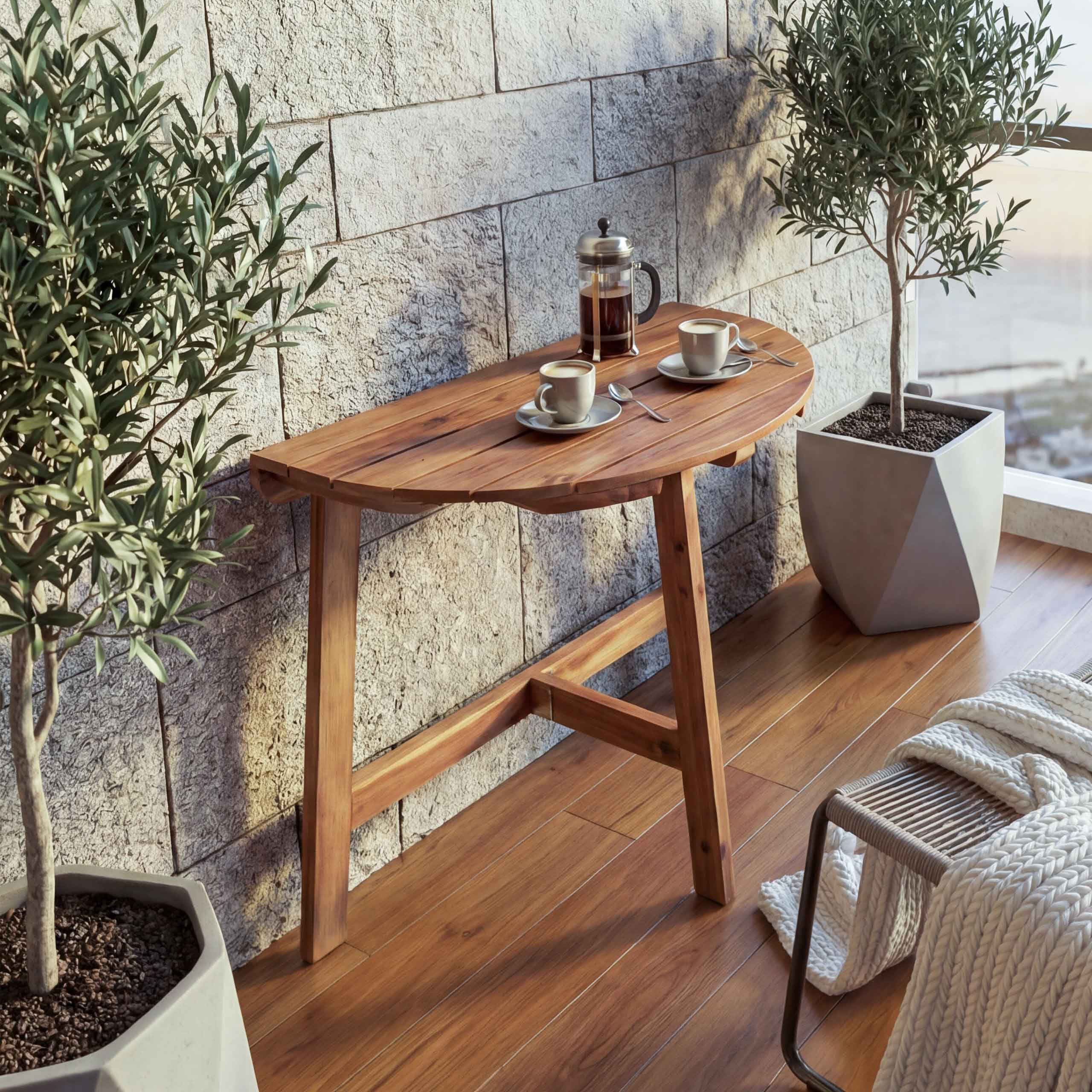 Mendler Klapptisch HWC-L19 71x70x34cm Akazie | Gartentisch, Balkontisch, In-/Outdoor, klappbar Holz, FSC®-Zertifiziert