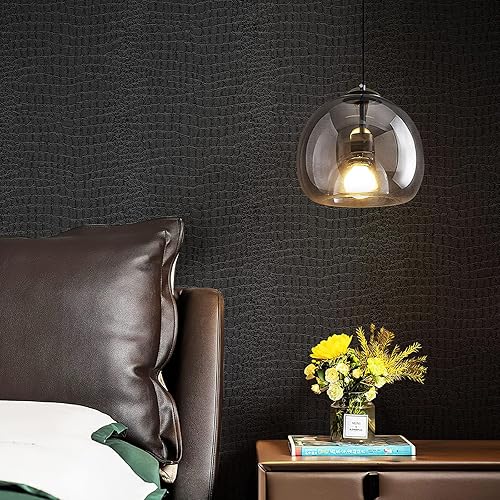 Simon&Siff Papel tapiz dorado texturizado de cocodrilo, papel tapiz moderno dorado de lujo para dormitorio y baño, 17.3 x 472 pulgadas, papel tapiz