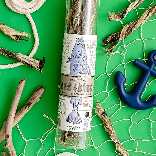 Miniatura 8 de Polkadog Pieles de bacalao para perros (4.7 oz regular) Un solo ingrediente, piel de pescado capturado en la naturaleza golosinas para perros para