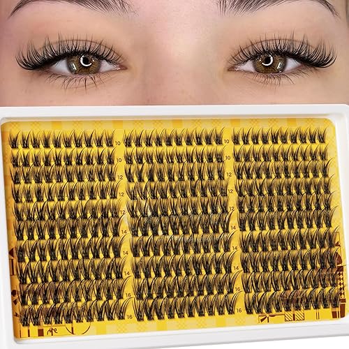 Miniatura 15 de QUEWEL Extensiones de pestañas en racimo de 320 unidades, pestañas rizadas 50D, C, mezcla de pestañas individuales de 0.47 a 0.70 pulgadas, racimos