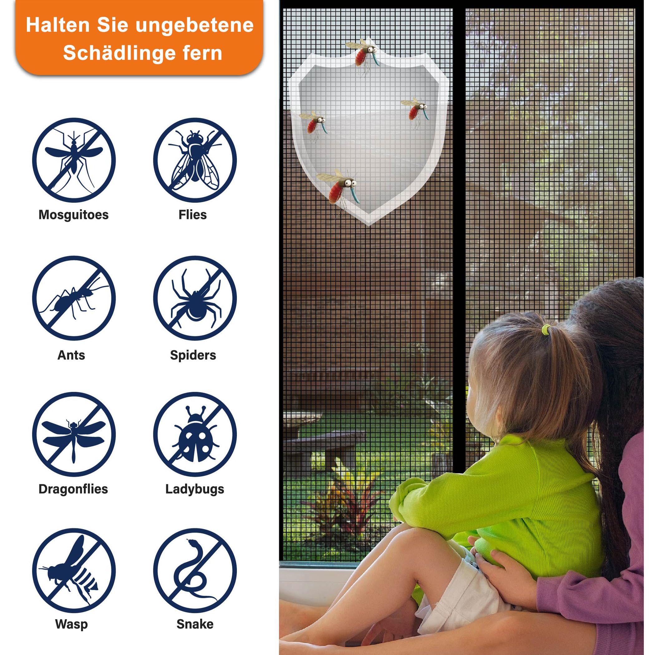 DIKER Mosquitera Puerta Magnetica 100x210cm, Cortina Mosquitera Puerta Exterior Corredera, Mosquiteras para Ventanas para Puertas de Balcón, Fibra de Vidrio para Mayor Durabilidad, Negro