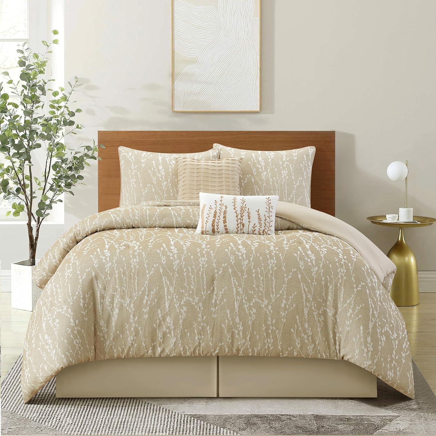 Grand Avenue 6 Piece Taupe Comforter Set, California King