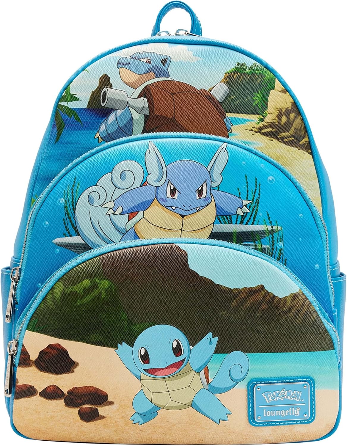 Loungefly Pokemon Squirtle Evolution Triple Pocket Backpack