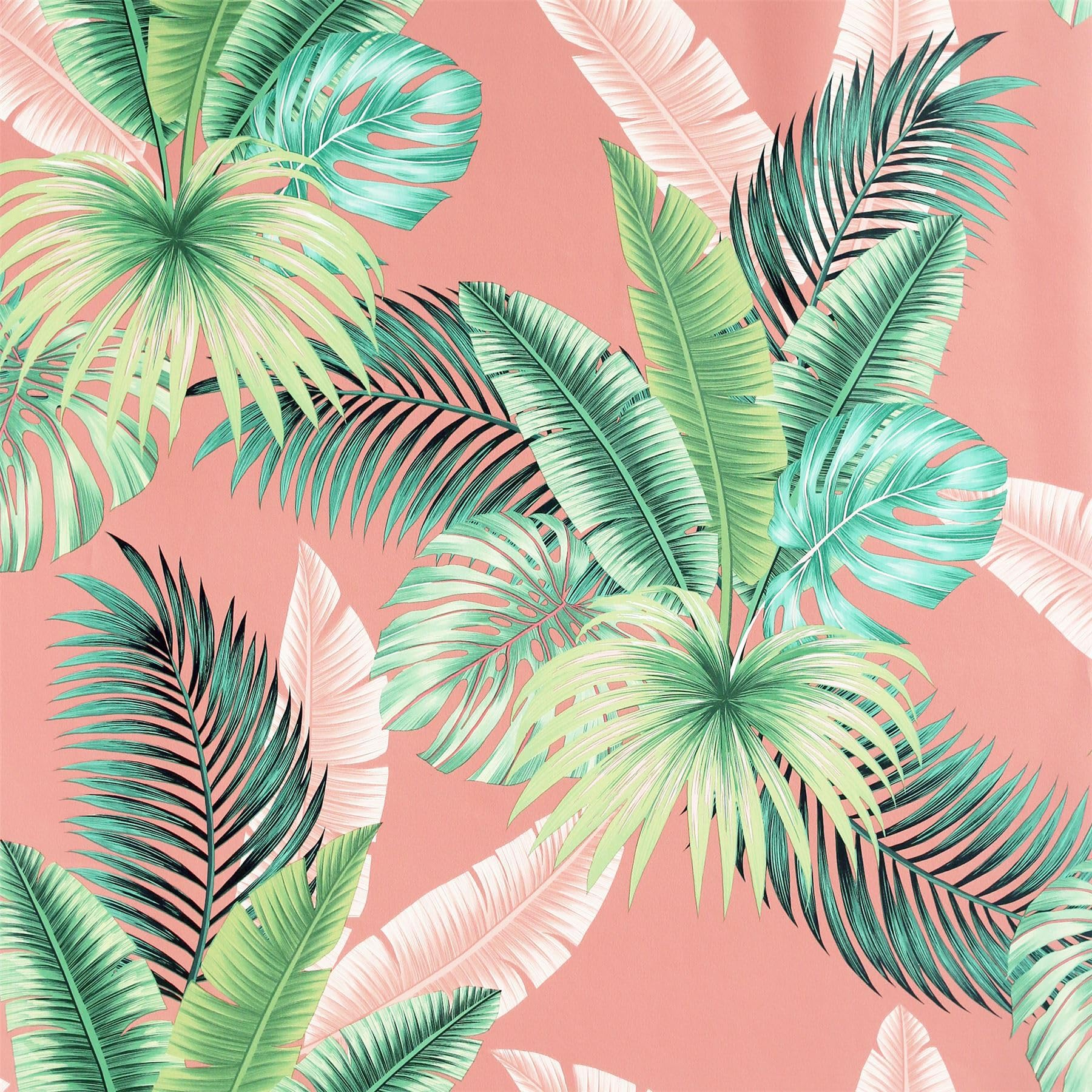 Arthouse Miami Tropics Pink Tropical Jungle Palm Green Leaves Wallpaper - Silver