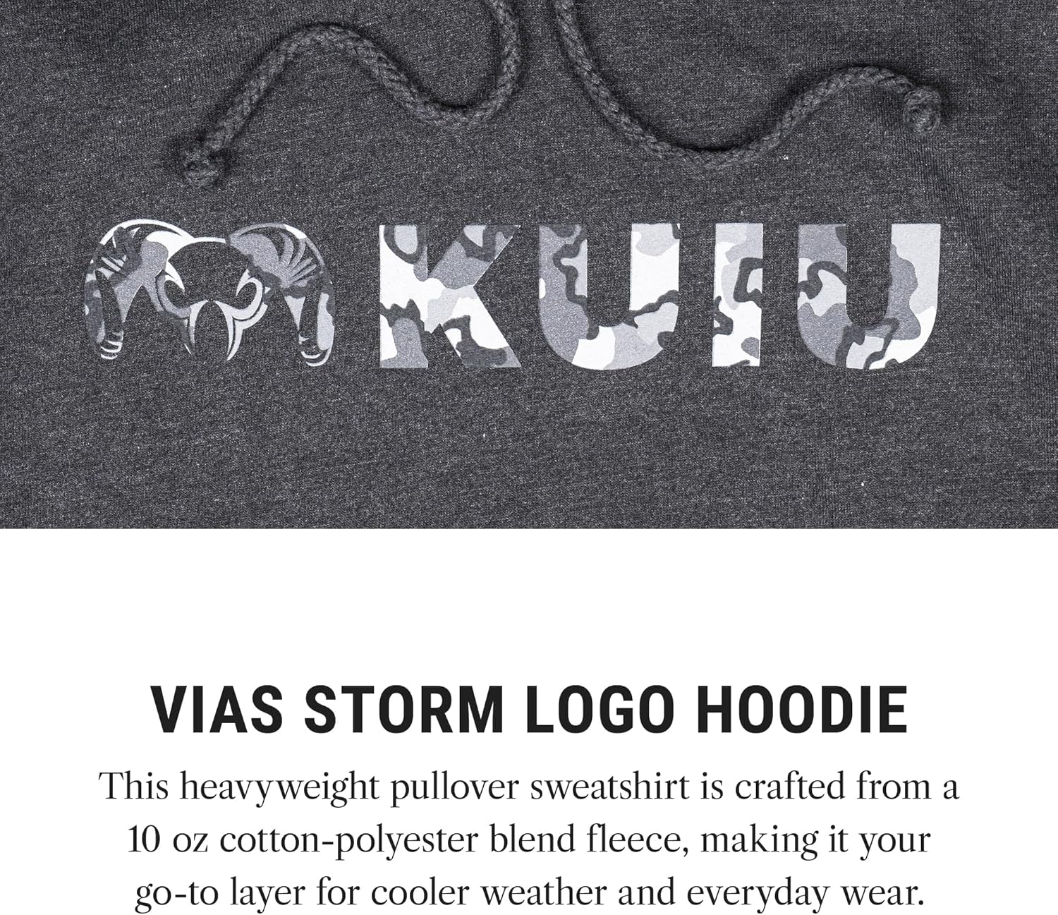 KUIU Vias Storm Logo Hoodie for Men, Heavyweight Cotton-Poly Fleece Pullover, Durable & Warm Hunting Hoodie, Standard Fit - Image 3