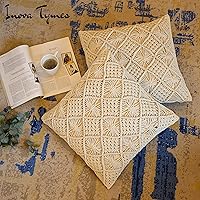 Vista 7 de INOVA TYMES Funda de almohada macramé, almohadas bohemias para cama y sofá, para sala de estar, fundas de almohada decorativas, almohadas bohemias