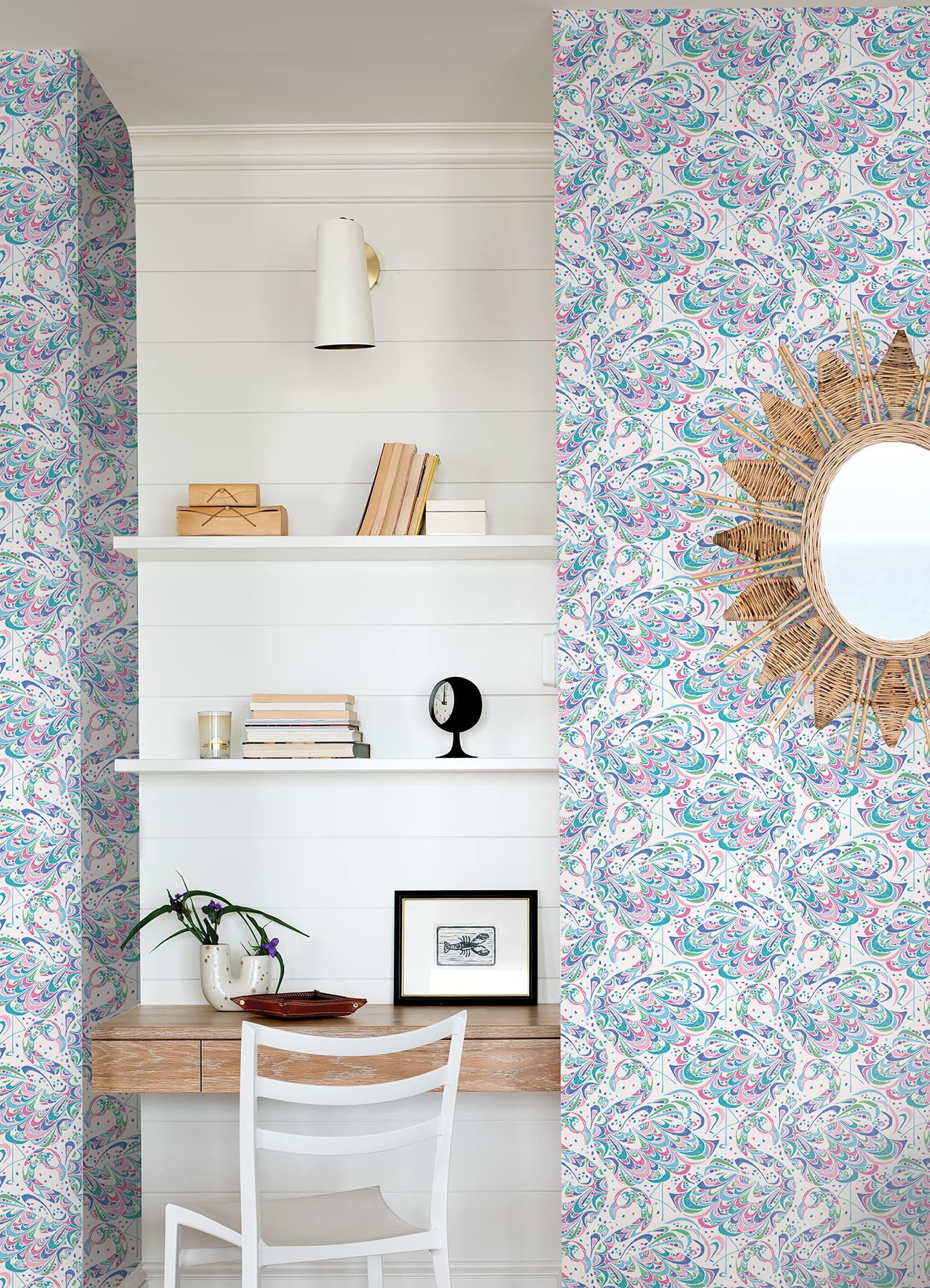 NuWallpaper NUS4327 Flamant Rose Papier Peint Autocollant, Fuchsia Aqua