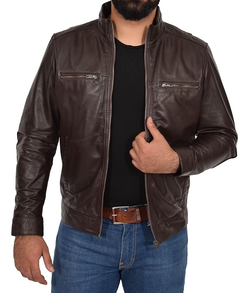 rk1984 。FCRB 2018SS RJACKET size L A1 FASHION GOODS Mens Real Soft Brown Leather Jacket Biker