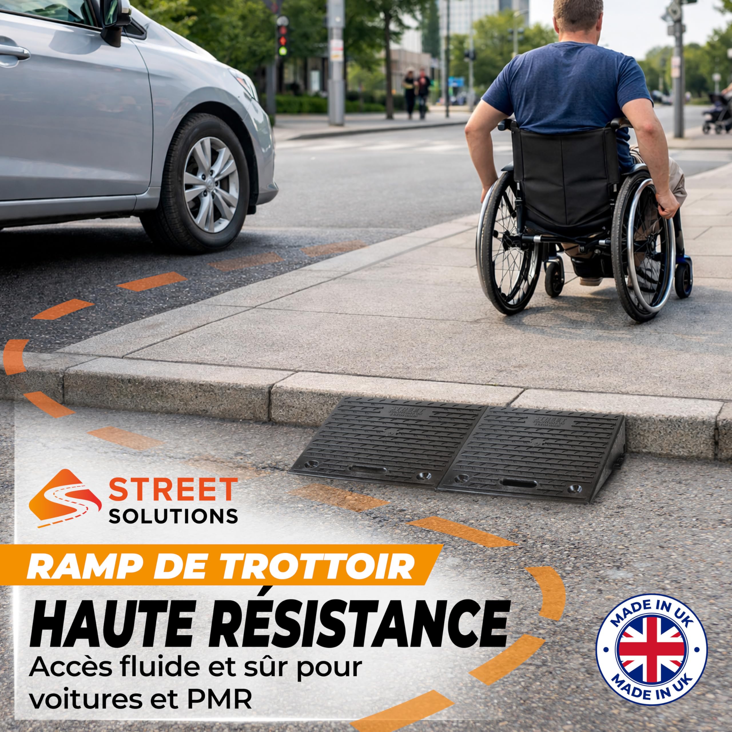 Street Solutions UK Rampe de Trottoir pour Voiture et Fauteuil Roulant – 10 cm Rampe Daccès de Seuil en Caoutchouc Antidérapante