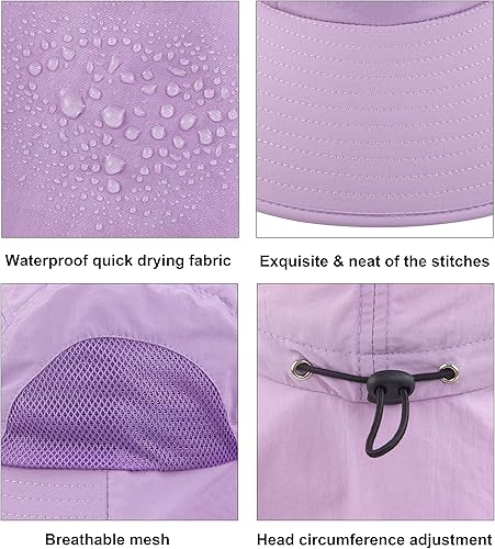 Miniatura 5 de Muryobao Sombrero de sol para niños y niñas con ala ancha UPF50+ sombreros de malla con solapa para el cuello