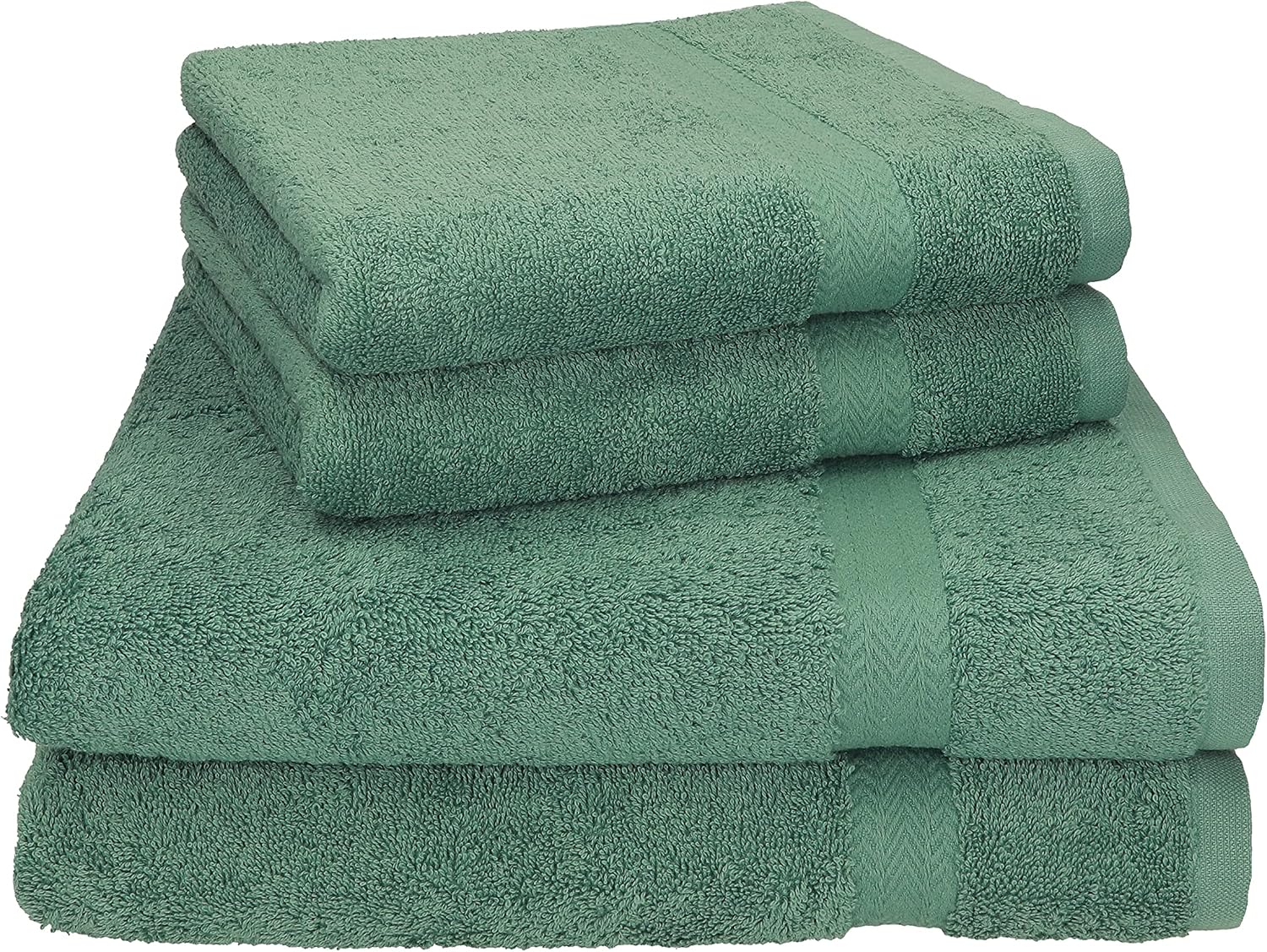 Betz Premium Hand Towel Set 4-Piece - 2 Bath Towels 70 x 140 cm and 2 Hand Towels 50 x 100 cm 100% Cotton 470 g/m  Absorbent & Soft Oeko-Tex Colour Fir Green