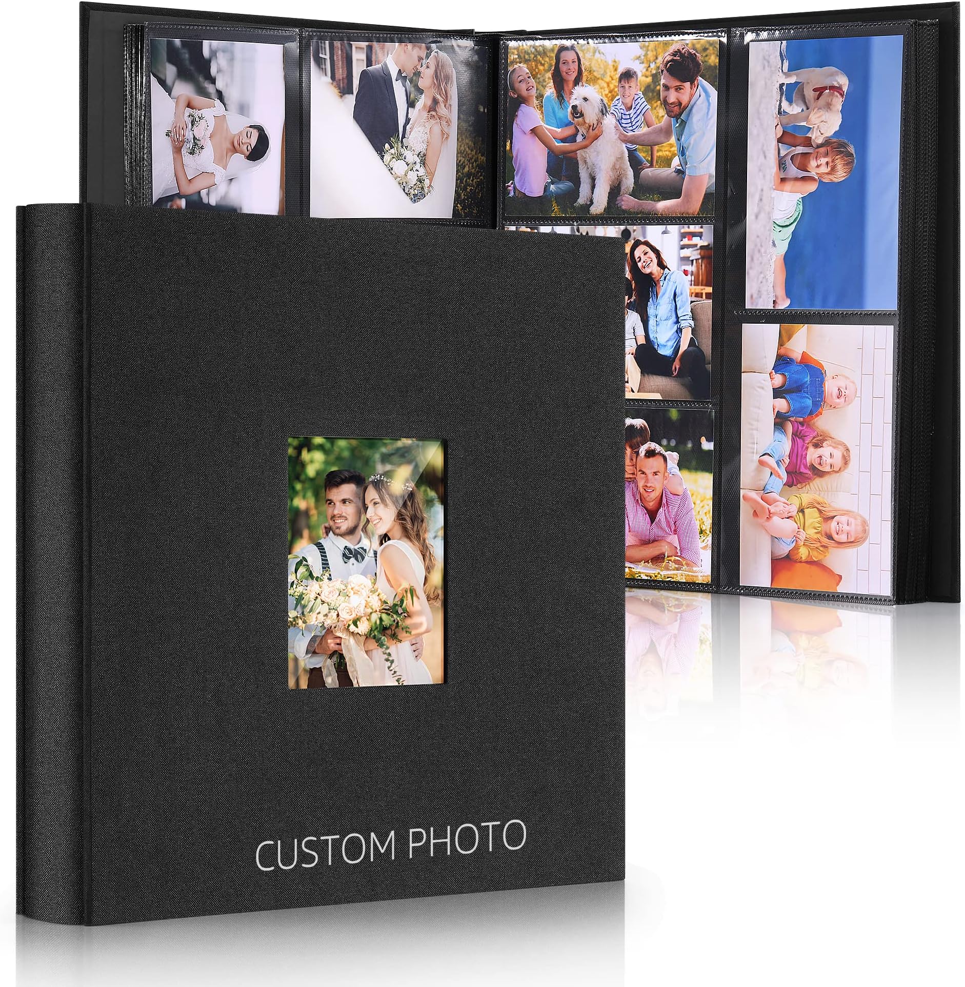 Produktbild von Lanpn Fotoalbum 10x15 – 300 Fotos, Leinen-Einsteckalbum Für Querformat – Schwarz