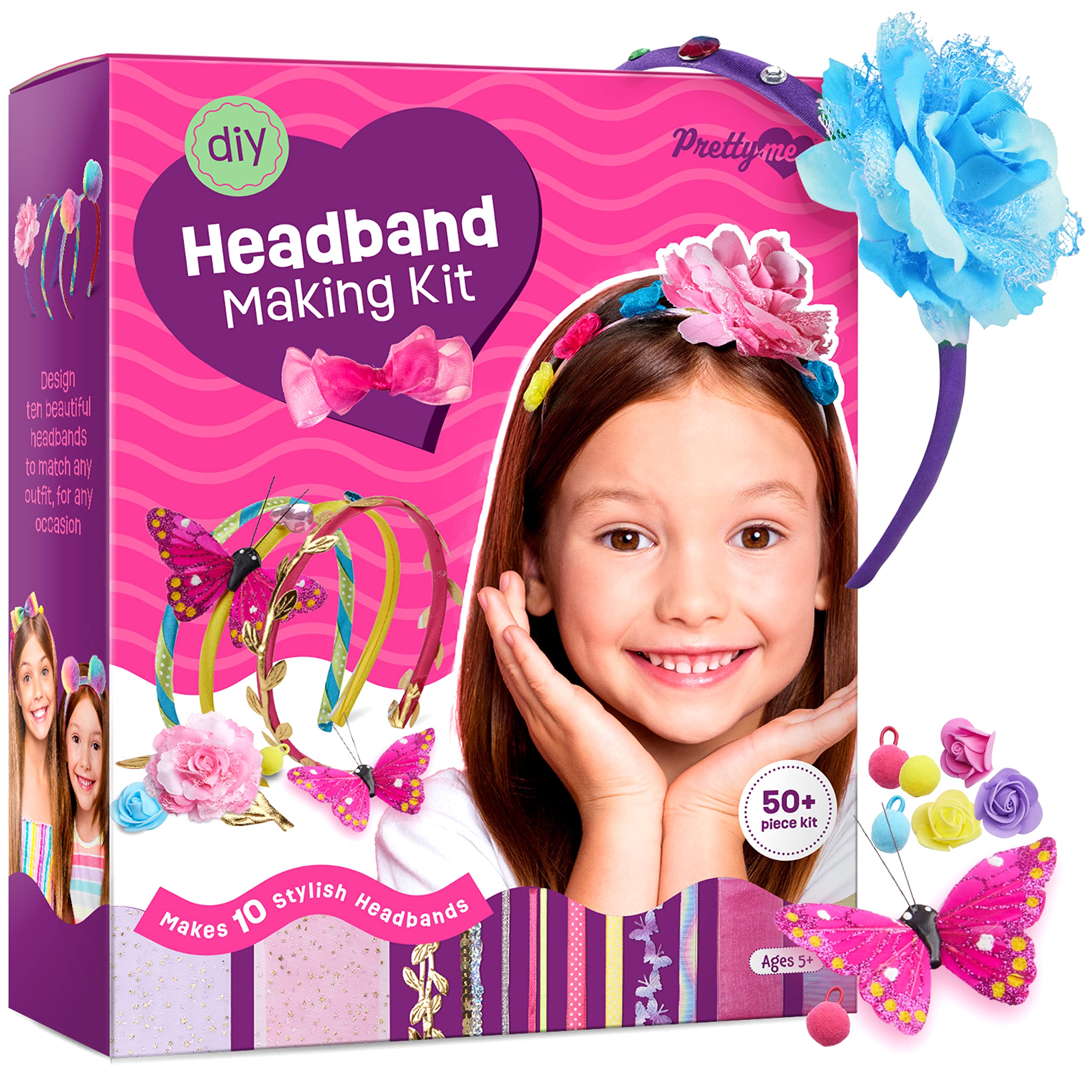 Pretty MePretty Me Headband Making Kit for Girls - Arts & Crafts Gift - Make Your Own Fashion Headbands for Kids - DIY Hair Accessories Set - Gift for Ages 5-12 Year Old Girl - Little Kids Art & Craft Gifts