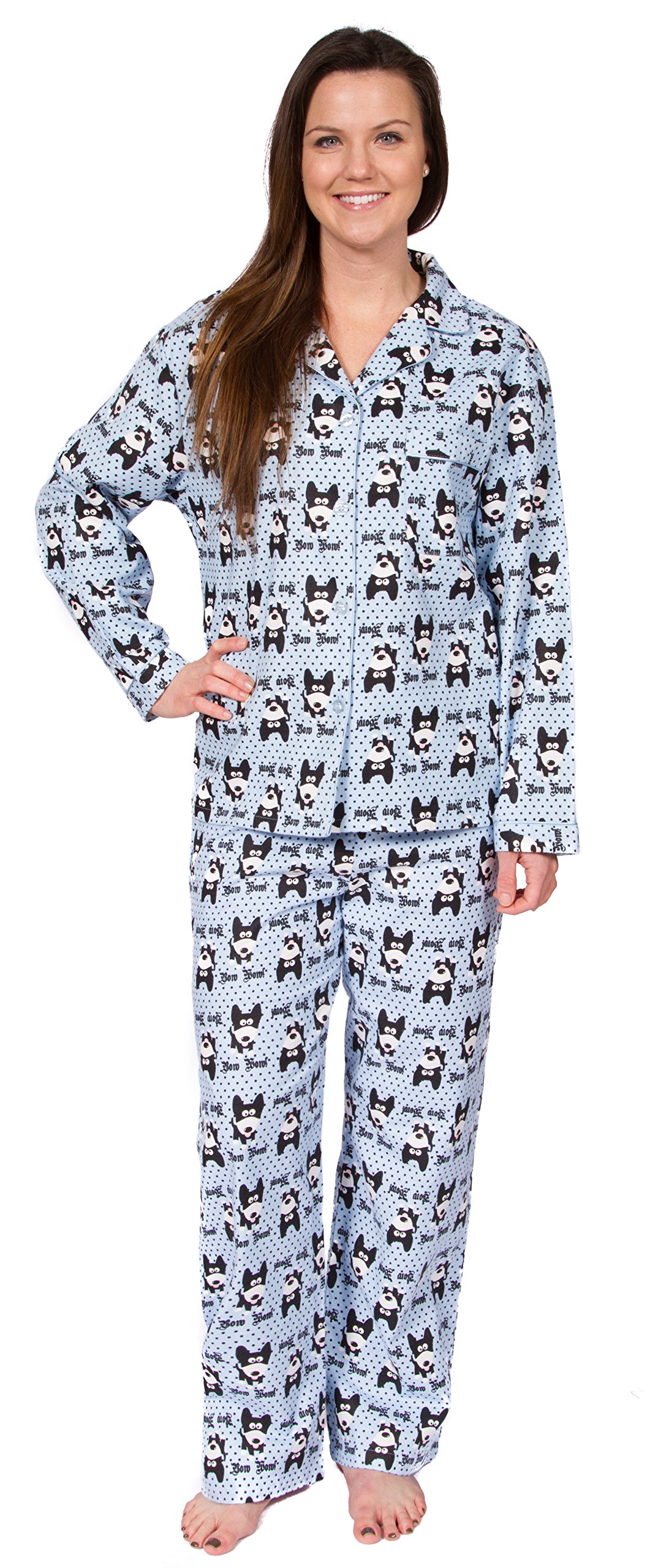 Women's Cotton Flannel Long Sleeve Pajama Set, PJs Sleepwear