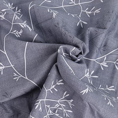 Miniatura 6 de Fundas de almohada 100% algodón, color gris, tamaño Queen, paquete de 2 fundas de almohada con estampado de hojas, juego de fundas de almohada súper