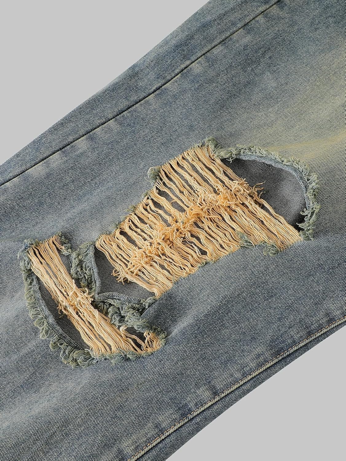 Plus Size Wide Leg Distressed Jeans,Relaxed Fit, Ripped Design, Casual Style - Image 5