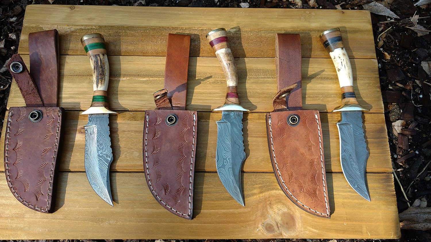 Knives Ranch Damascus Steel Knives 7.5" Fixed Blade Knife