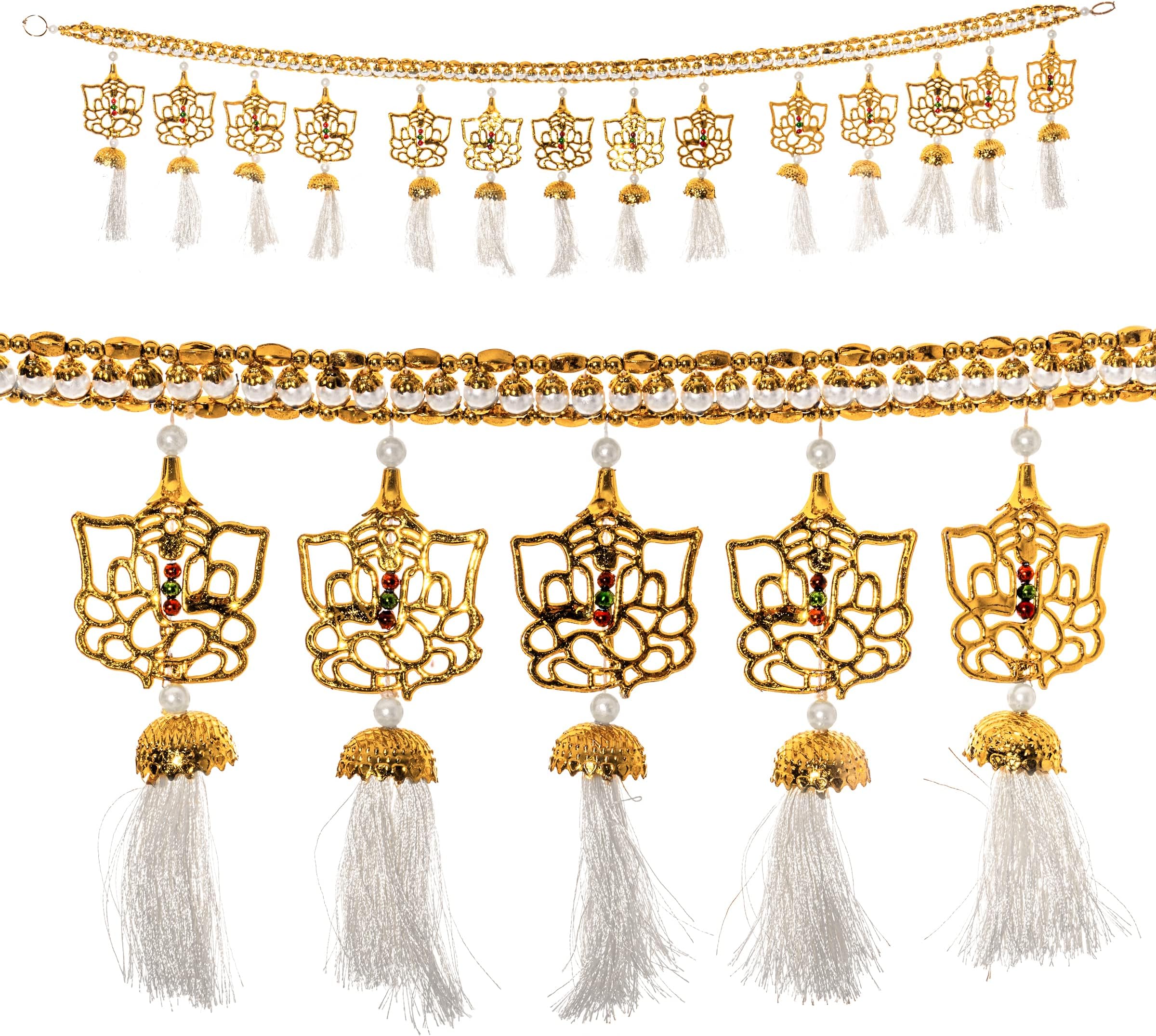 Toran Bandanwaar Hanging for Home Wall Door Temple Festival Wedding Function Party Decoration Décor and Gifting (Golden Ganesh with Tassle)