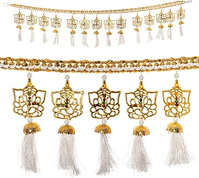 Toran Bandanwaar Hanging for Home Wall Door Temple Festival Wedding Function Party Decoration Decor and Gifting Golden Ganesh with Tassle