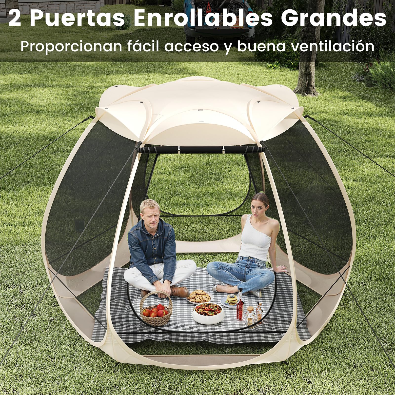 GOPLUS Tienda de Campaña Pop-up para 4-6 Personas, Fácil de Montar, Tienda Plegable para Eventos Deportivos, Camping, Exteriores con Bolsa de Transporte