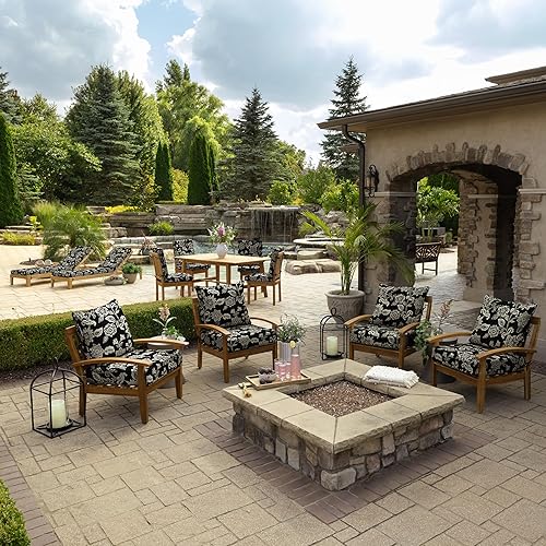 Miniatura 8 de Arden Selections ProFoam Essentials - Juego de cojines de asiento profundo para exteriores, 24 x 24 x 6 pulgadas, diseño de zafiro, rayas azules