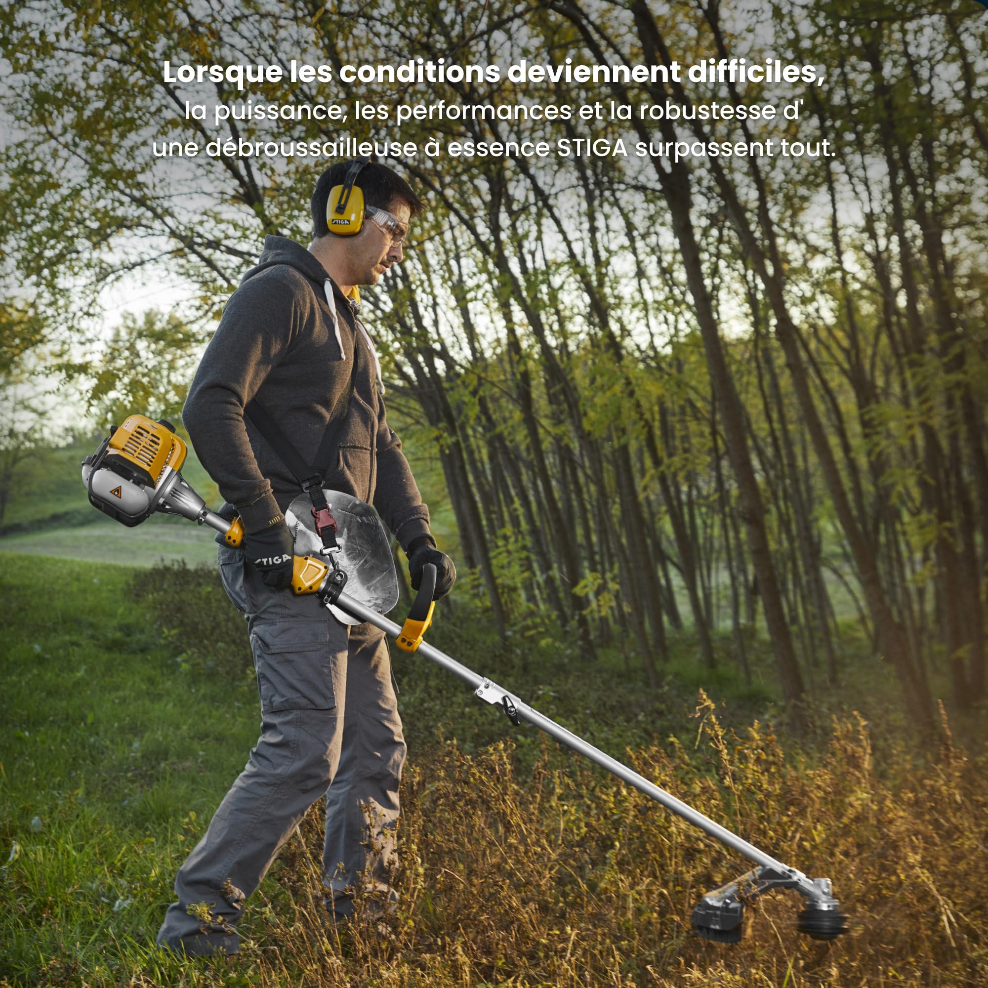 STIGA BC 330 A Débroussailleuse - Moteur 25.4 CC 2 Temps, Arbre Droit, Largeur de Coupe 43 cm, poignée Loop Simple, Jaune